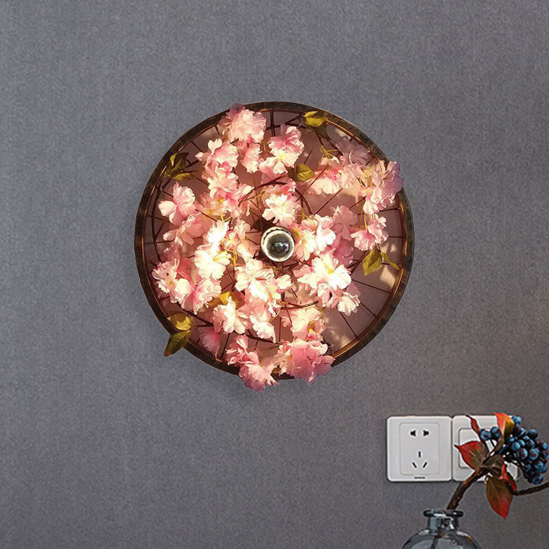 Lisslune | LED Wall Light Industrial Restaurant Flower Wall Mounted Fixture with Wheel Metal Shade in Black, 12.5"/19"/23" Diameter