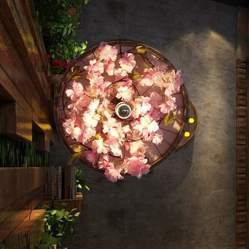 Lisslune | LED Wall Light Industrial Restaurant Flower Wall Mounted Fixture with Wheel Metal Shade in Black, 12.5"/19"/23" Diameter