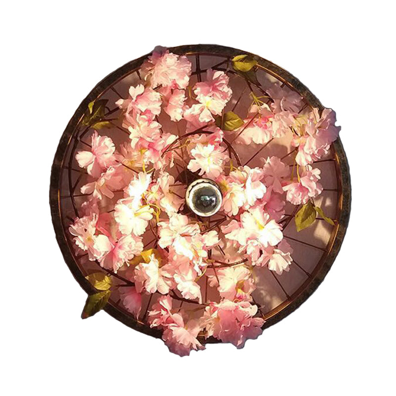 Lisslune | LED Wall Light Industrial Restaurant Flower Wall Mounted Fixture with Wheel Metal Shade in Black, 12.5"/19"/23" Diameter