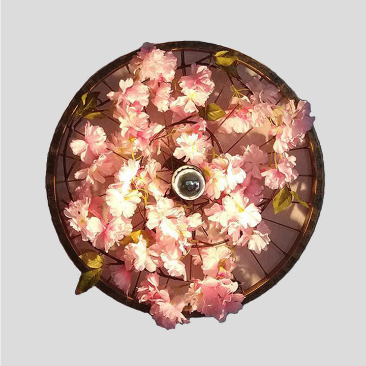 Lisslune | LED Wall Light Industrial Restaurant Flower Wall Mounted Fixture with Wheel Metal Shade in Black, 12.5"/19"/23" Diameter