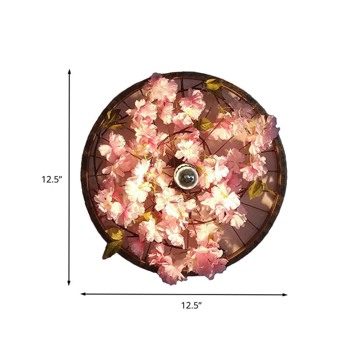 Lisslune | LED Wall Light Industrial Restaurant Flower Wall Mounted Fixture with Wheel Metal Shade in Black, 12.5"/19"/23" Diameter