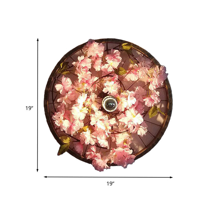 Lisslune | LED Wall Light Industrial Restaurant Flower Wall Mounted Fixture with Wheel Metal Shade in Black, 12.5"/19"/23" Diameter
