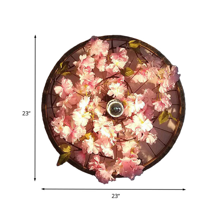 Lisslune | LED Wall Light Industrial Restaurant Flower Wall Mounted Fixture with Wheel Metal Shade in Black, 12.5"/19"/23" Diameter