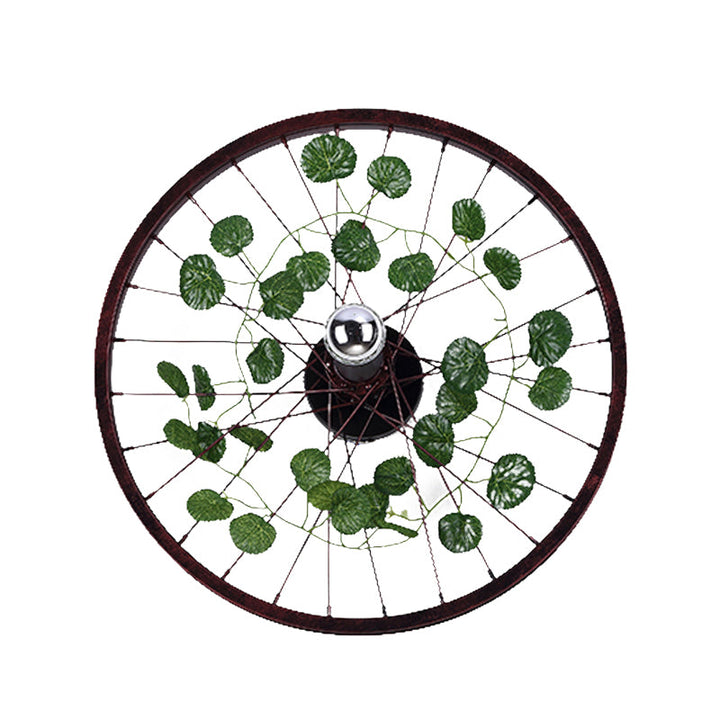 Lisslune | Rust Wheel Wall Light Industrial Metal 1 Bulb Restaurant LED Plants Wall Mount Lamp, 12.5"/18"/21.5" Diameter
