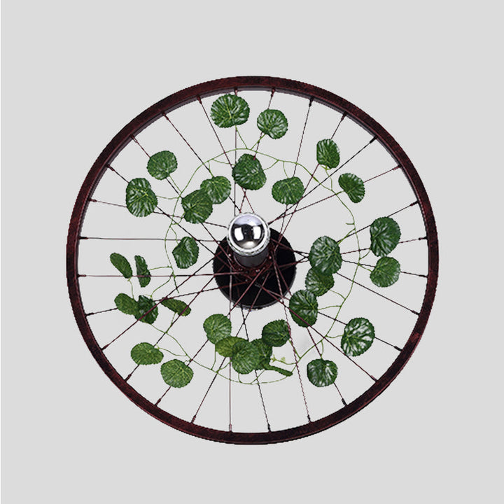 Lisslune | Rust Wheel Wall Light Industrial Metal 1 Bulb Restaurant LED Plants Wall Mount Lamp, 12.5"/18"/21.5" Diameter