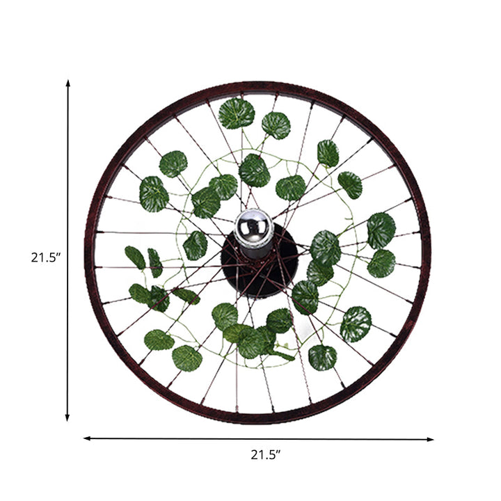 Lisslune | Rust Wheel Wall Light Industrial Metal 1 Bulb Restaurant LED Plants Wall Mount Lamp, 12.5"/18"/21.5" Diameter