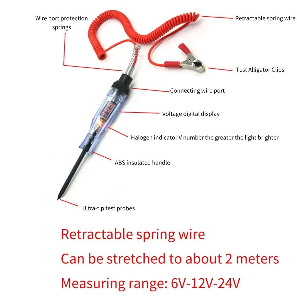 Lisslune | High-quality car circuit tester for trucks: 6V-24V voltage diagnosis probe pen