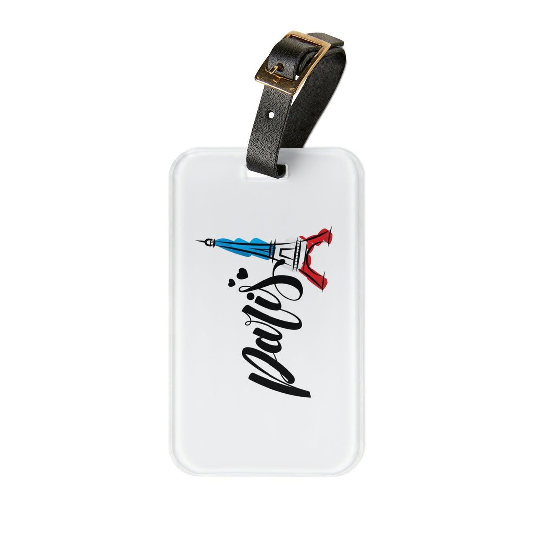Lisslune | Elegant Parisian Travel: Individual Acrylic Luggage Tag with Leather Strap