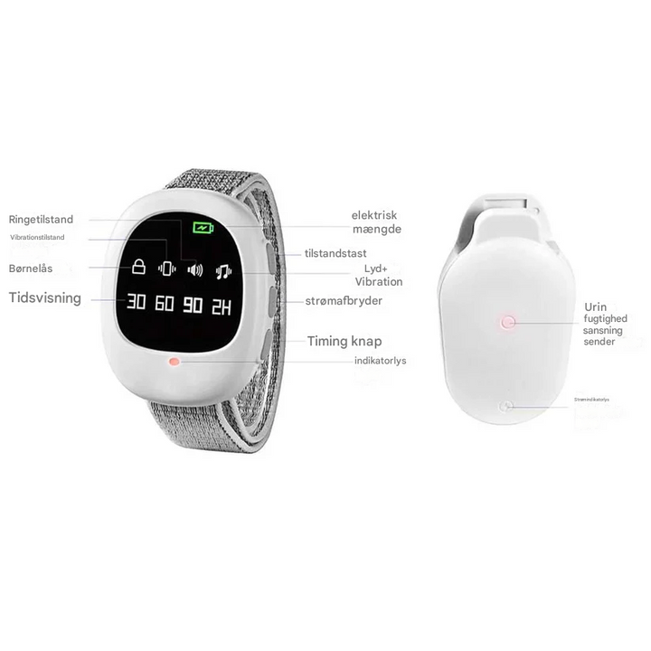 Lisslune | Wireless Bedwetting Alarm with Vibration Signal & Timer Function - USB Rechargeable