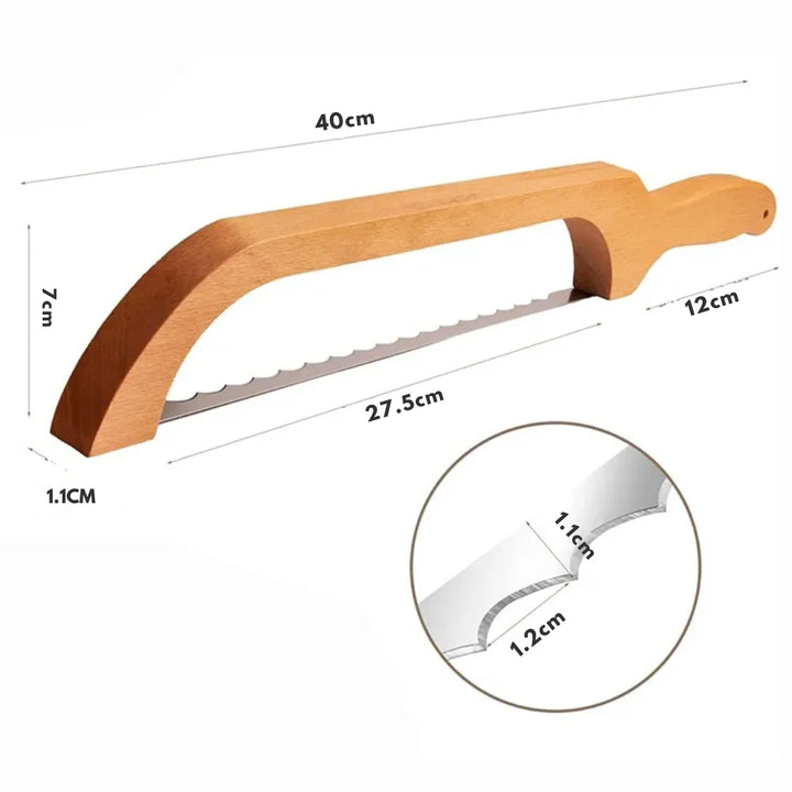 Lisslune | Bread knife made of wood with non-slip cutting aid