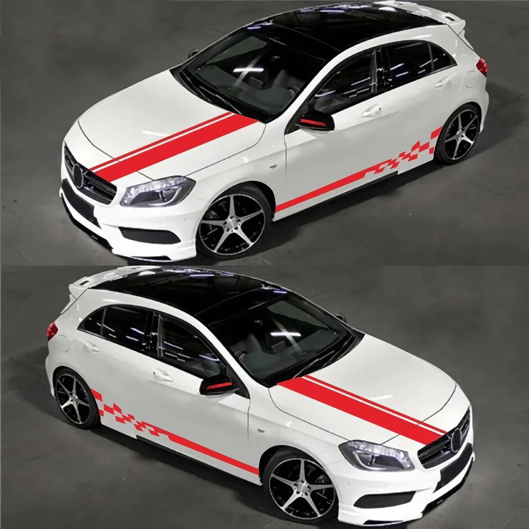 Lisslune | 6Pcs Racing Stripe Vinyl Decal Set for Car Hood, Side, Rearview Mirror