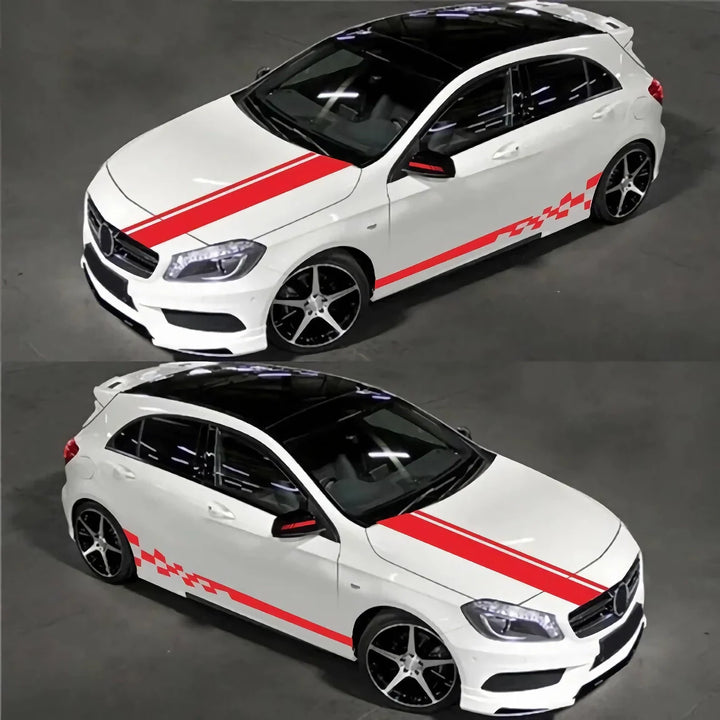 Lisslune | 6Pcs Racing Stripe Vinyl Decal Set for Car Hood, Side, Rearview Mirror