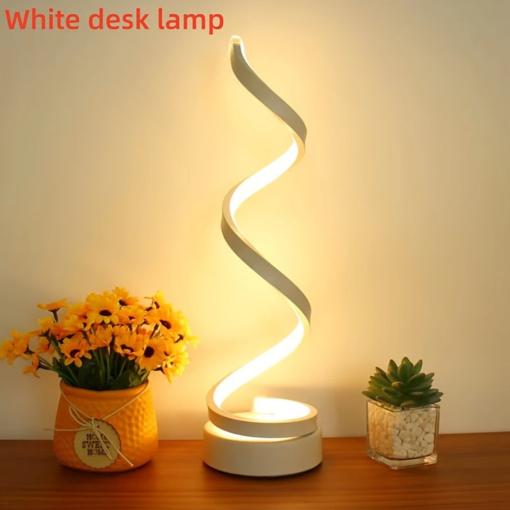 Lisslune | Modern Spiral Table Lamp – Creative LED Desk Lamp with Gentle Warm Light, Perfect for Bedroom, Living Room, and Study Decor