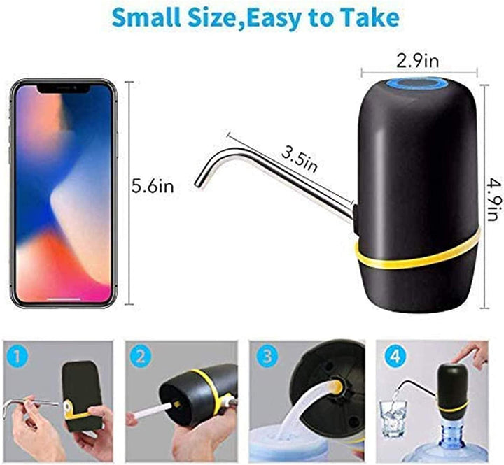 Lisslune | Water jug pump, electric water bottle pump, USB charging automatic drinking water pump for universal 3-5 gallon bottle, portable water dispenser for camping