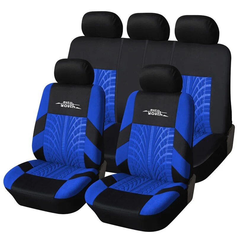 Lisslune | Universal Fit Embroidered Car Seat Cushions with Tire Track Detail
