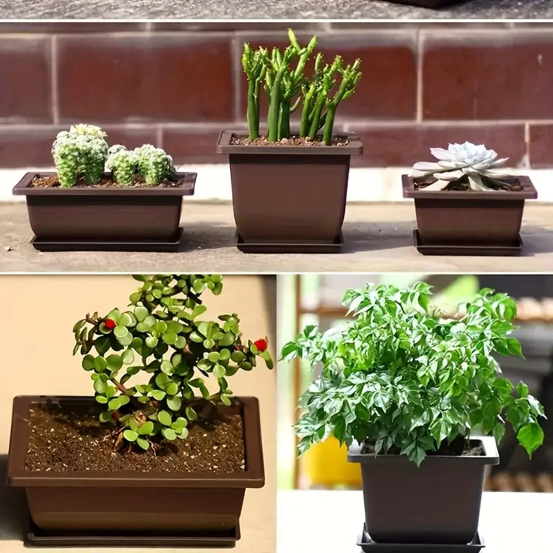 Lisslune | Plant pot with saucer – Rectangular flower pot for garden and balcony