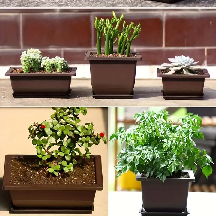 Lisslune | Plant pot with saucer – Rectangular flower pot for garden and balcony