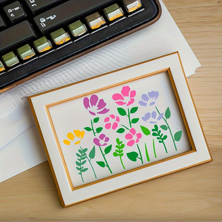 Lisslune | 12-piece reusable flower stencil set with cherry blossom and ivy patterns