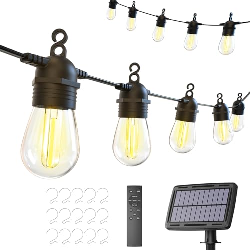Lisslune | 52FT Solar String Lights for Outdoor with Remote Control, Warm White