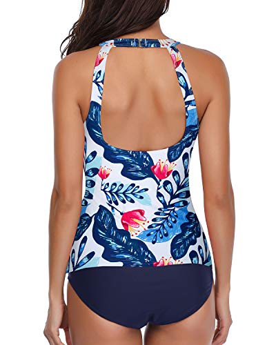 Lisslune | High-neck Halter Scoop Back Tankini with Shorts