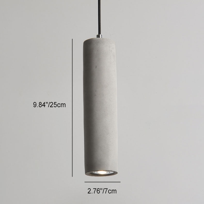 Lisslune | StoneCast Industrial Cylinder Pendant Light made of Concrete | 1 Light | Smooth or Rough Surface