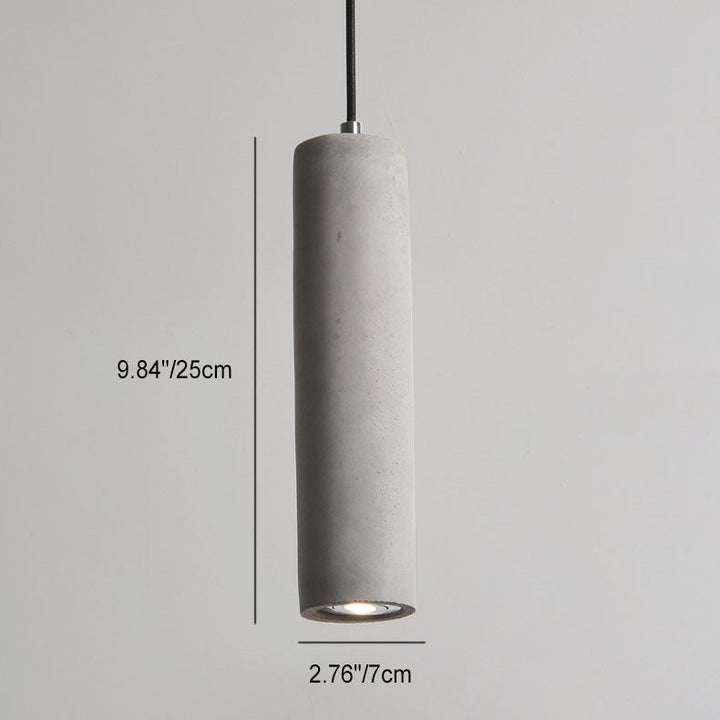 Lisslune | StoneCast Industrial Cylinder Pendant Light made of Concrete | 1 Light | Smooth or Rough Surface