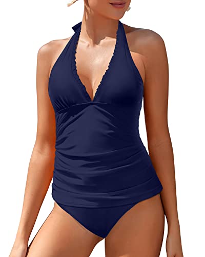 Lisslune | Adjustable Straps Two Piece Swimsuits V-Neck Tankini Swimsuits