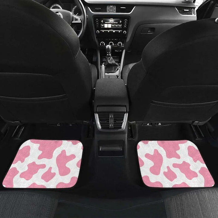 Lisslune | Pastel Pink & White Cow Print Car Mats