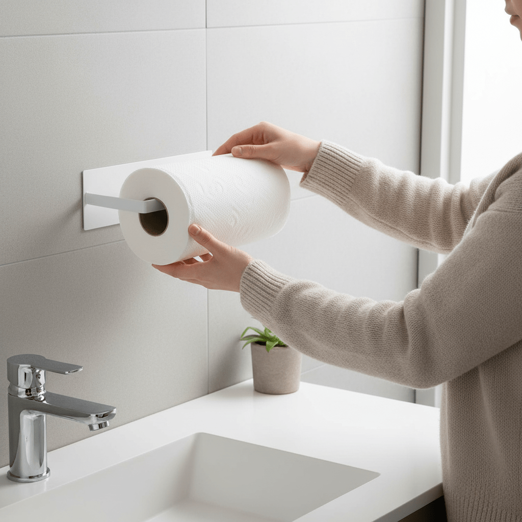 Lisslune | Modern Paper Towel Holder, Durable Iron, Wall Mountable