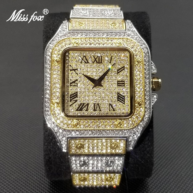 Lisslune | MISSFOX Ice Out Square Watch for Men
