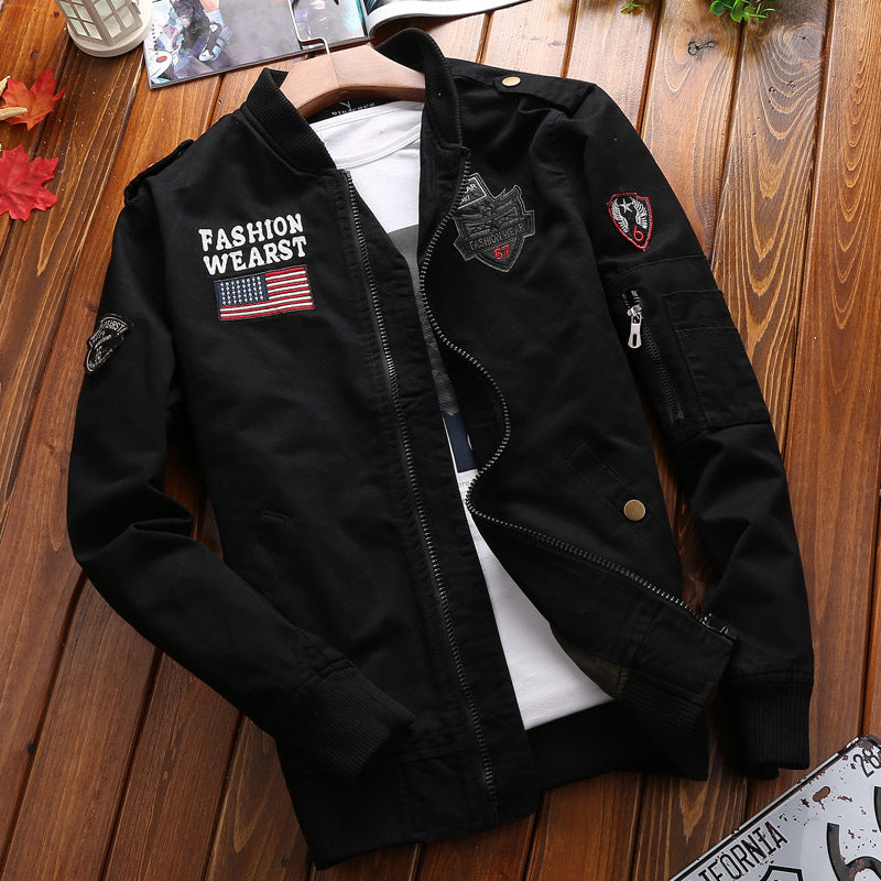 Men's Stylish Bomber Jacket with Elaborate Patches Lisslune