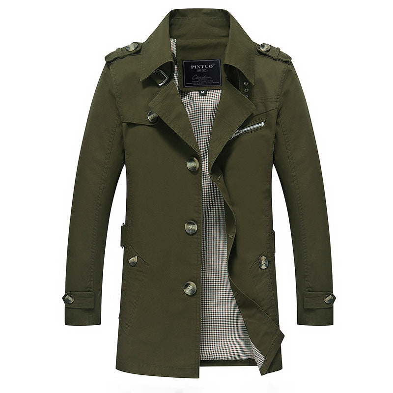 Men's fashionable trench coat jacket with elegant details and multiple pockets Lisslune