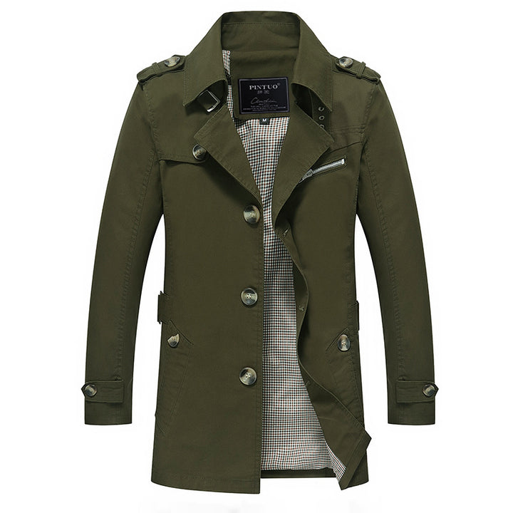 Men's fashionable trench coat jacket with elegant details and multiple pockets Lisslune