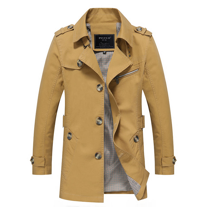 Men's fashionable trench coat jacket with elegant details and multiple pockets Lisslune