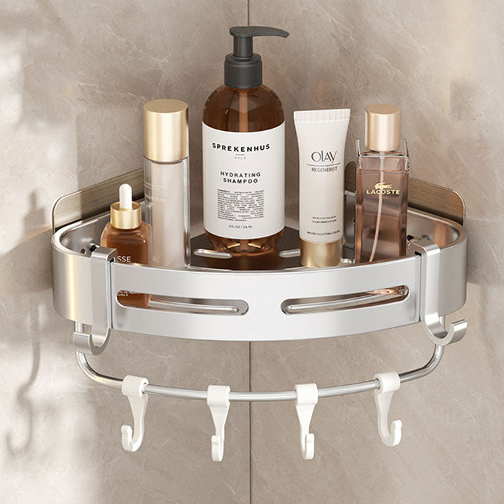 Lisslune | EasyCorner Aluminum Shelf – Self-Adhesive Bathroom Corner Storage without Drilling