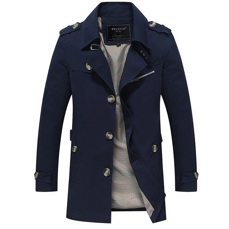 Men's fashionable trench coat jacket with elegant details and multiple pockets Lisslune