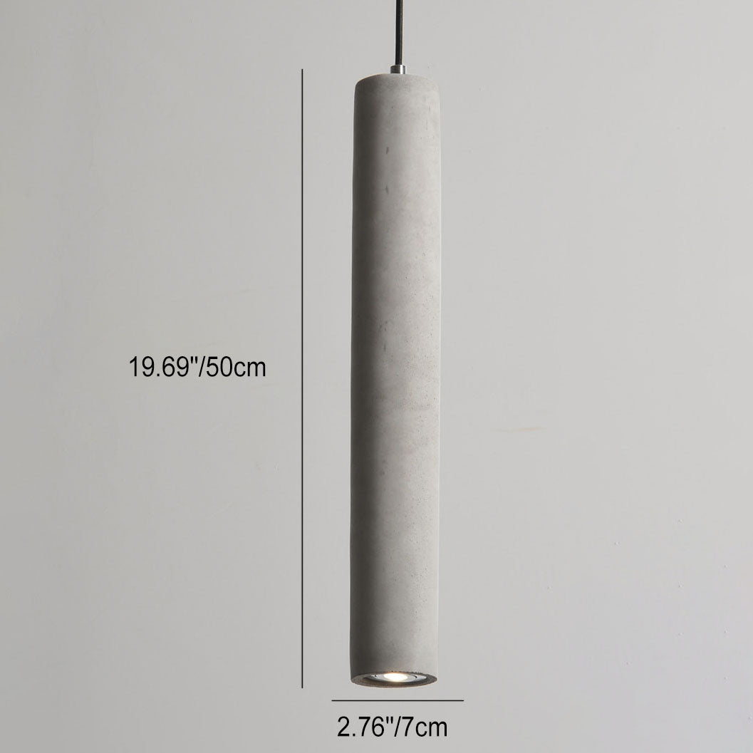 Lisslune | StoneCast Industrial Cylinder Pendant Light made of Concrete | 1 Light | Smooth or Rough Surface