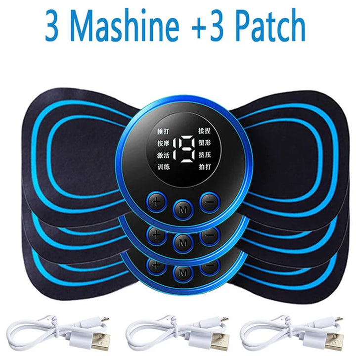 Lisslune | 4PCS LCD Display EMS Neck Massage Electric Massager Cervical Neck Back Patch 8 Mode Pulse Muscle Stimulator Portable Pain Relief