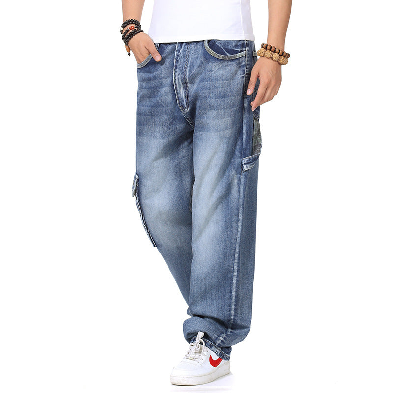 Men's Casual Cargo Jeans in Plus Size Cut Lisslune