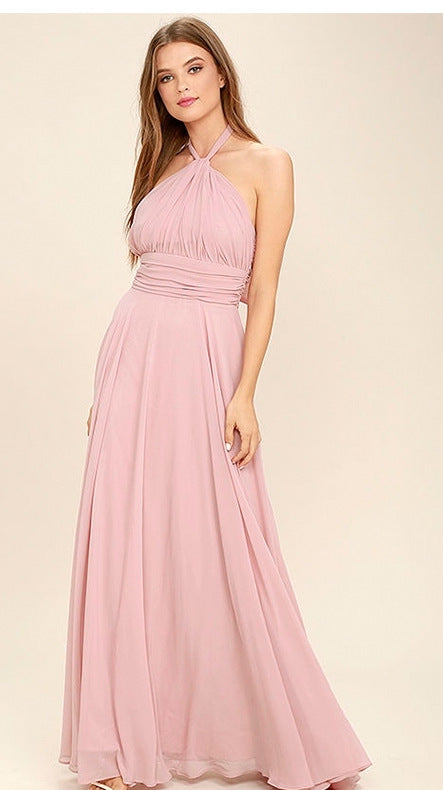 Women's maxi dress with elegant wrap top and flowing skirt