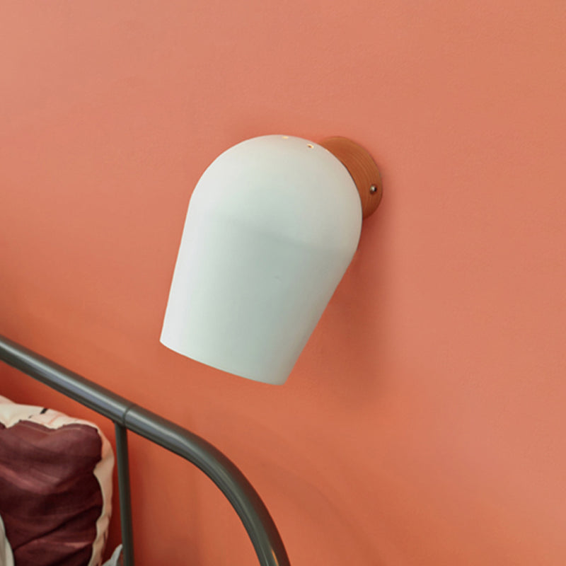 Lisslune | Dome Wall Light with White Metal Shade 1 Light Nordic Wall Lighting for Nightstand
