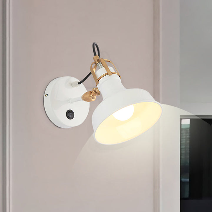 Lisslune | White Barn Wall Sconces Lighting Contemporary Metallic 1 Light Wall Mounted Fixture with Switch