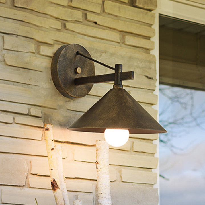 Lisslune | 1 Metal Wall Lamp Light Industrial Aged Silver/Bronze Cone Dining Room Lighting Fixture