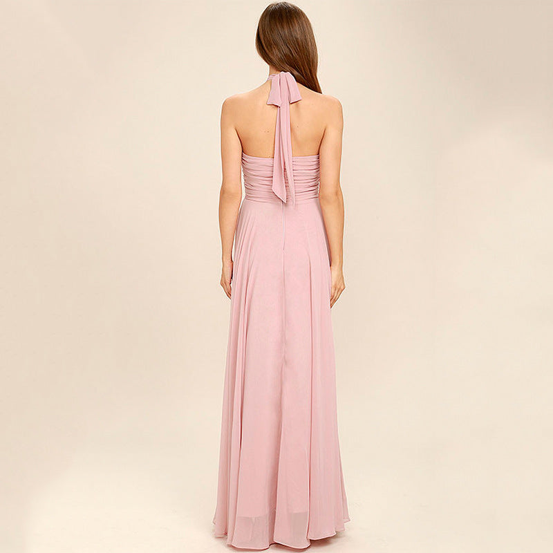 Women's maxi dress with elegant wrap top and flowing skirt