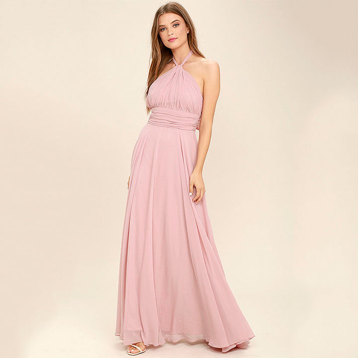 Women's maxi dress with elegant wrap top and flowing skirt