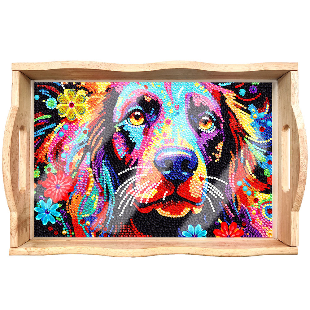 Lisslune | DIY Diamond Painting Wooden Tray Food Tray with Handle Living Room Decoration Mandala Wooden Tray Kit