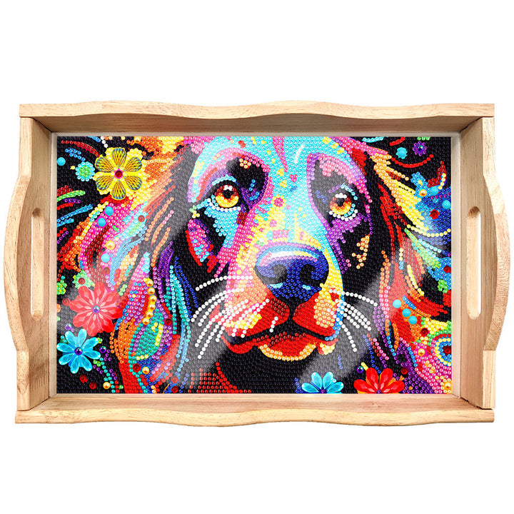 Lisslune | DIY Diamond Painting Wooden Tray Food Tray with Handle Living Room Decoration Mandala Wooden Tray Kit