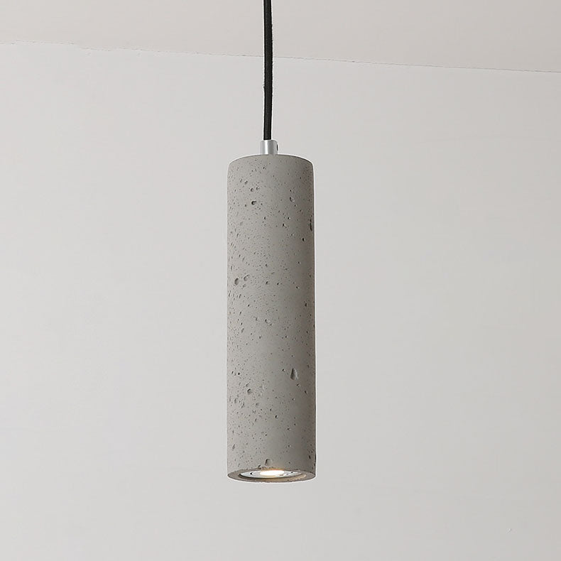 Lisslune | StoneCast Industrial Cylinder Pendant Light made of Concrete | 1 Light | Smooth or Rough Surface