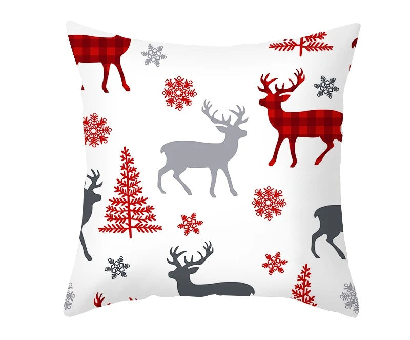 Lisslune | Christmas Cushion Cover – Festive Santa & Elk Design for Holiday Decor & Perfect New Year Gift