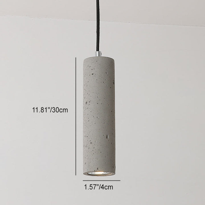 Lisslune | StoneCast Industrial Cylinder Pendant Light made of Concrete | 1 Light | Smooth or Rough Surface